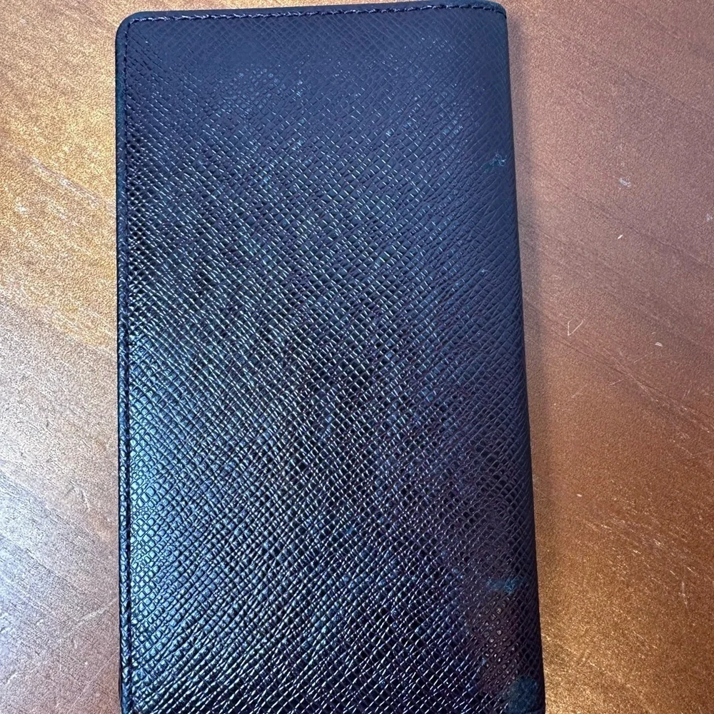Louis Vuitton Taiga Black Long Wallet | Authentic in dark red